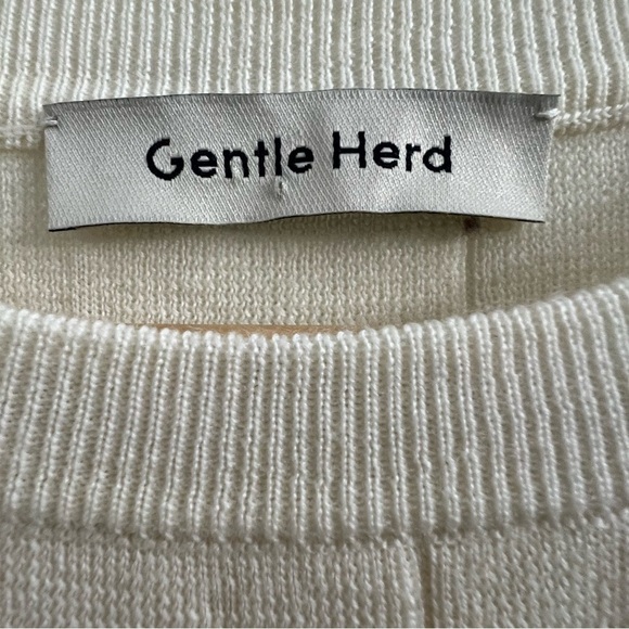 Gentle Herd Merino Wool Short Sleeve Sweater T Shirt, cream, S (photo shows tan) - Picture 3 of 5